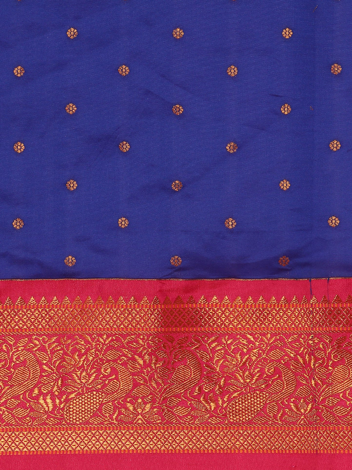 Kanika Royal Blue & Pink Soft Silk Fancy Pallu Kadiyal Paithani Saree