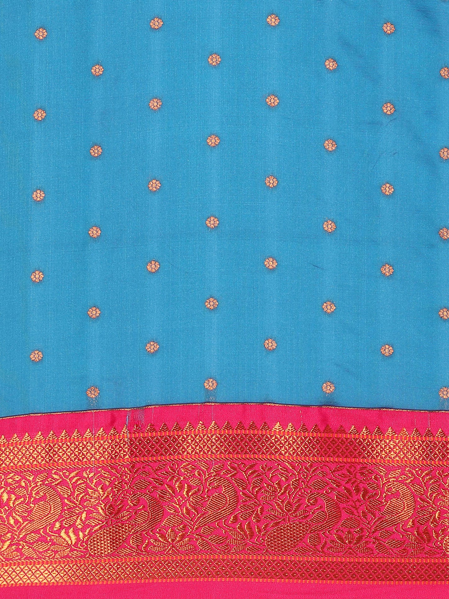 Kanika Firozi & Pink Soft Silk Fancy Pallu Kadiyal Paithani Saree