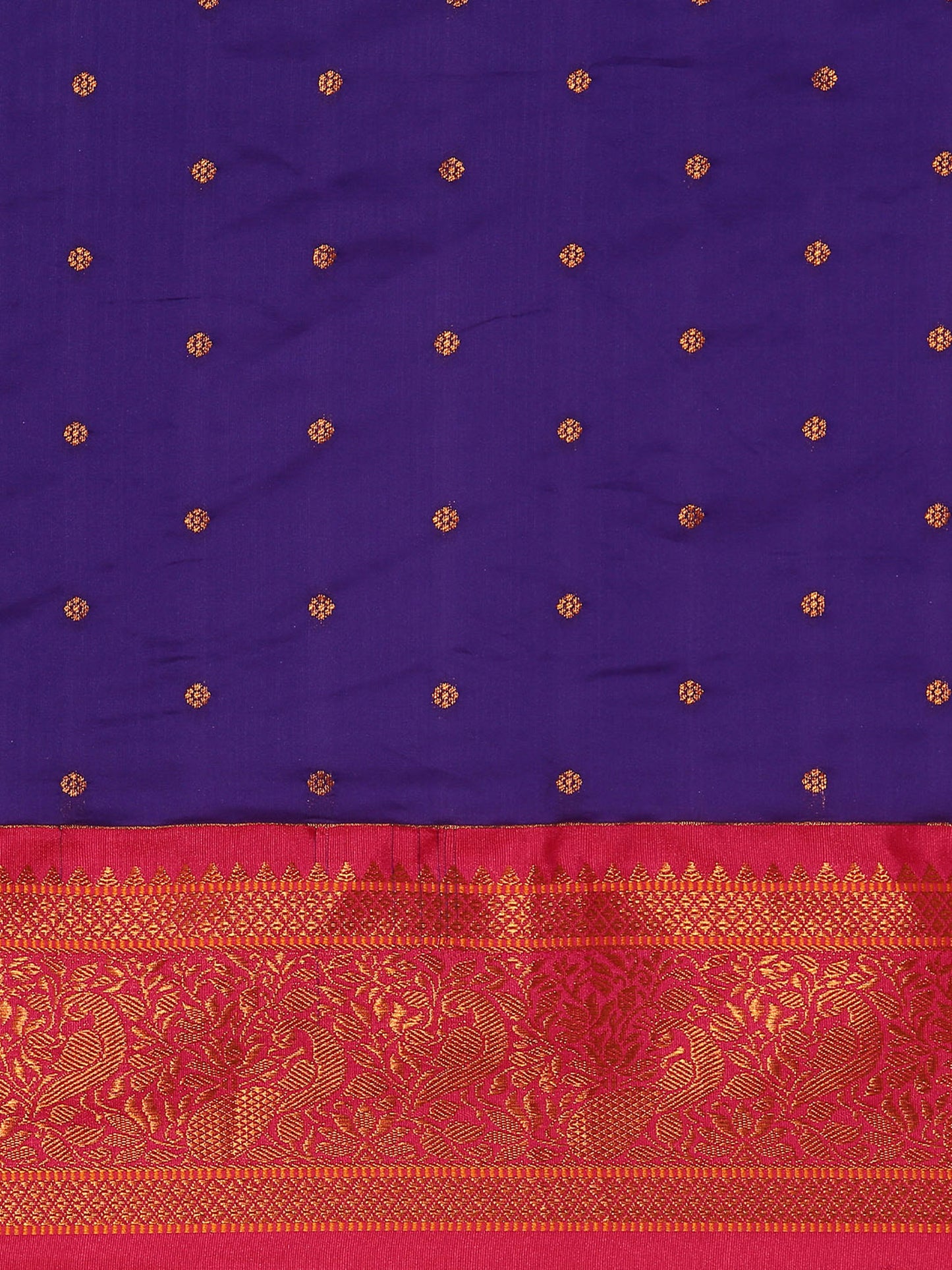 Kanika Indigo Blue & Pink Soft Silk Fancy Pallu Kadiyal Paithani Saree