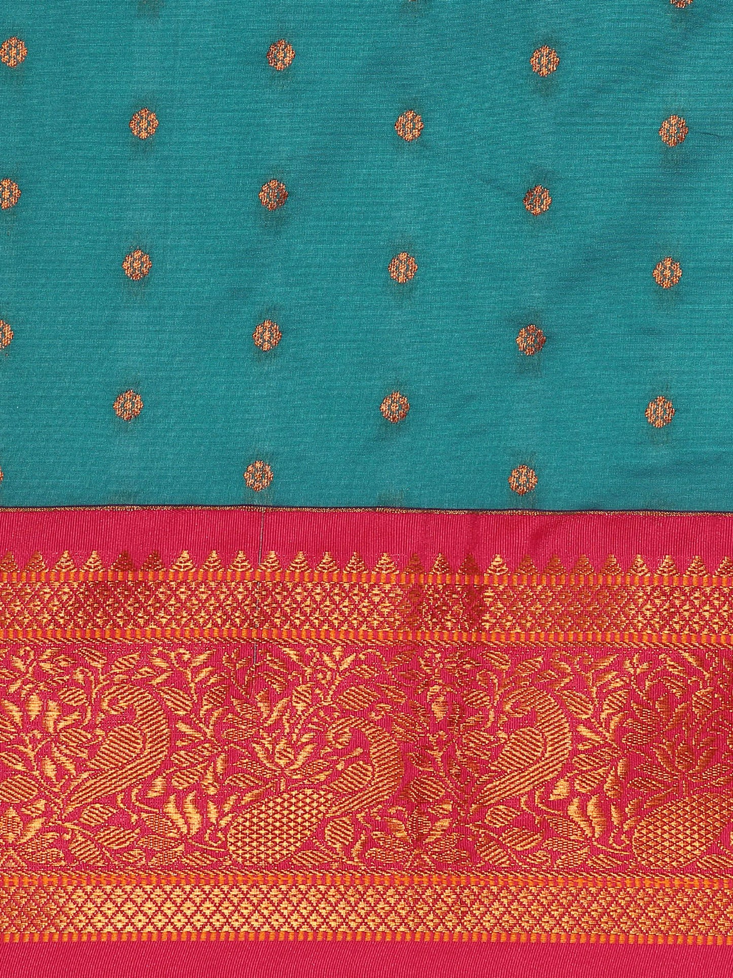 Kanika Rama & Pink Soft Silk Fancy Pallu Kadiyal Paithani Saree