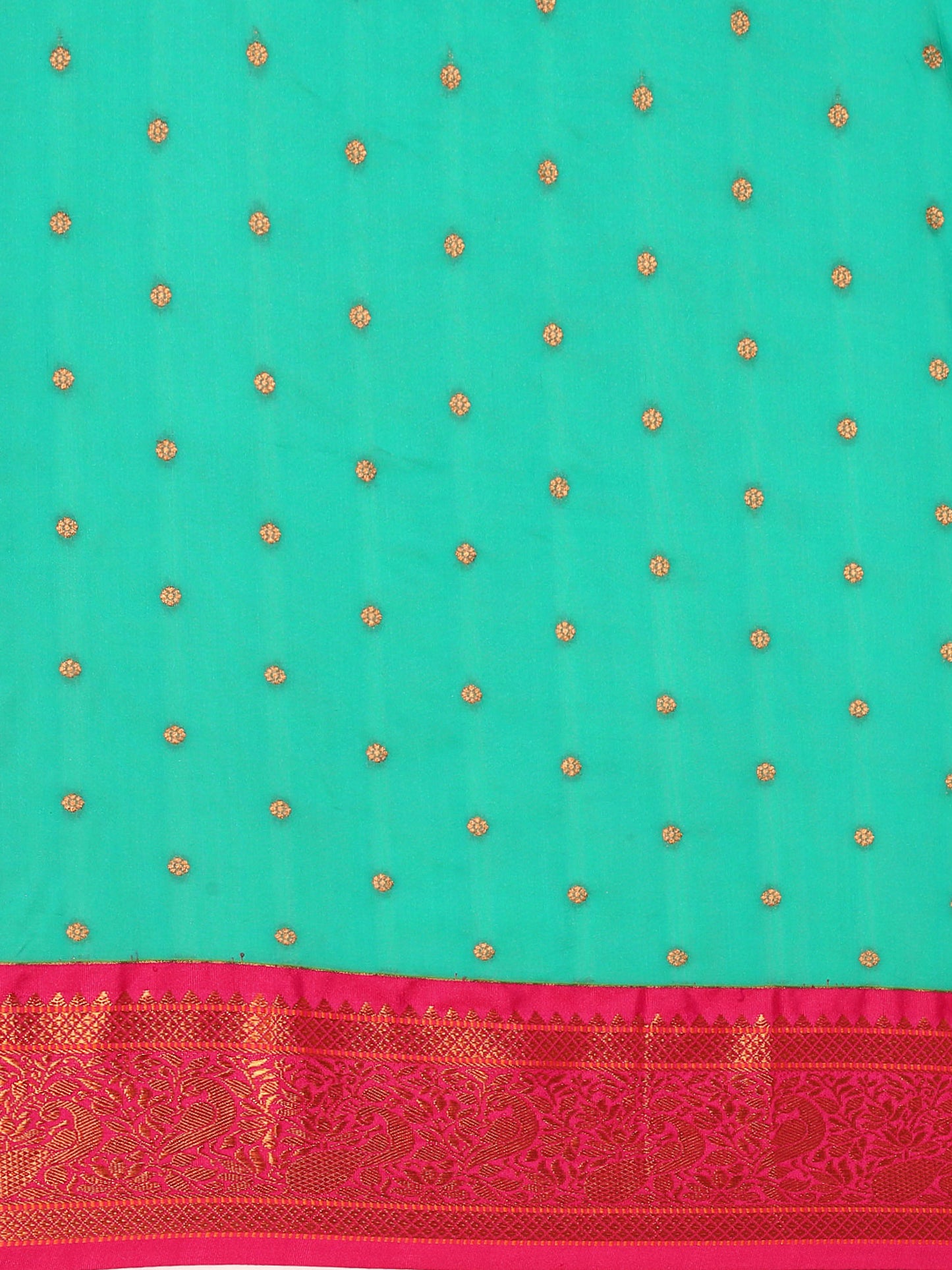 Kanika Sea Green & Pink Soft Silk Fancy Pallu Kadiyal Paithani Saree