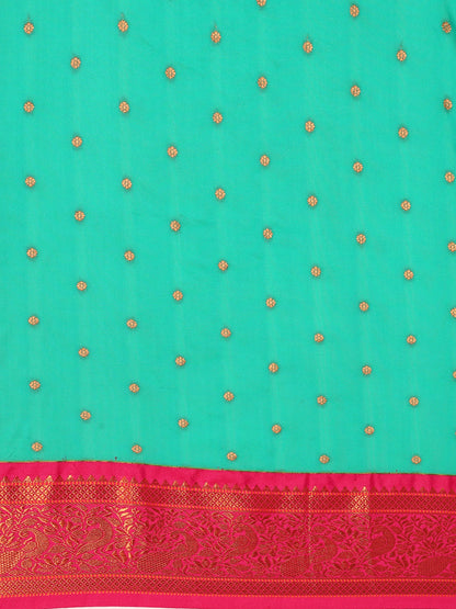 Kanika Sea Green & Pink Soft Silk Fancy Pallu Kadiyal Paithani Saree