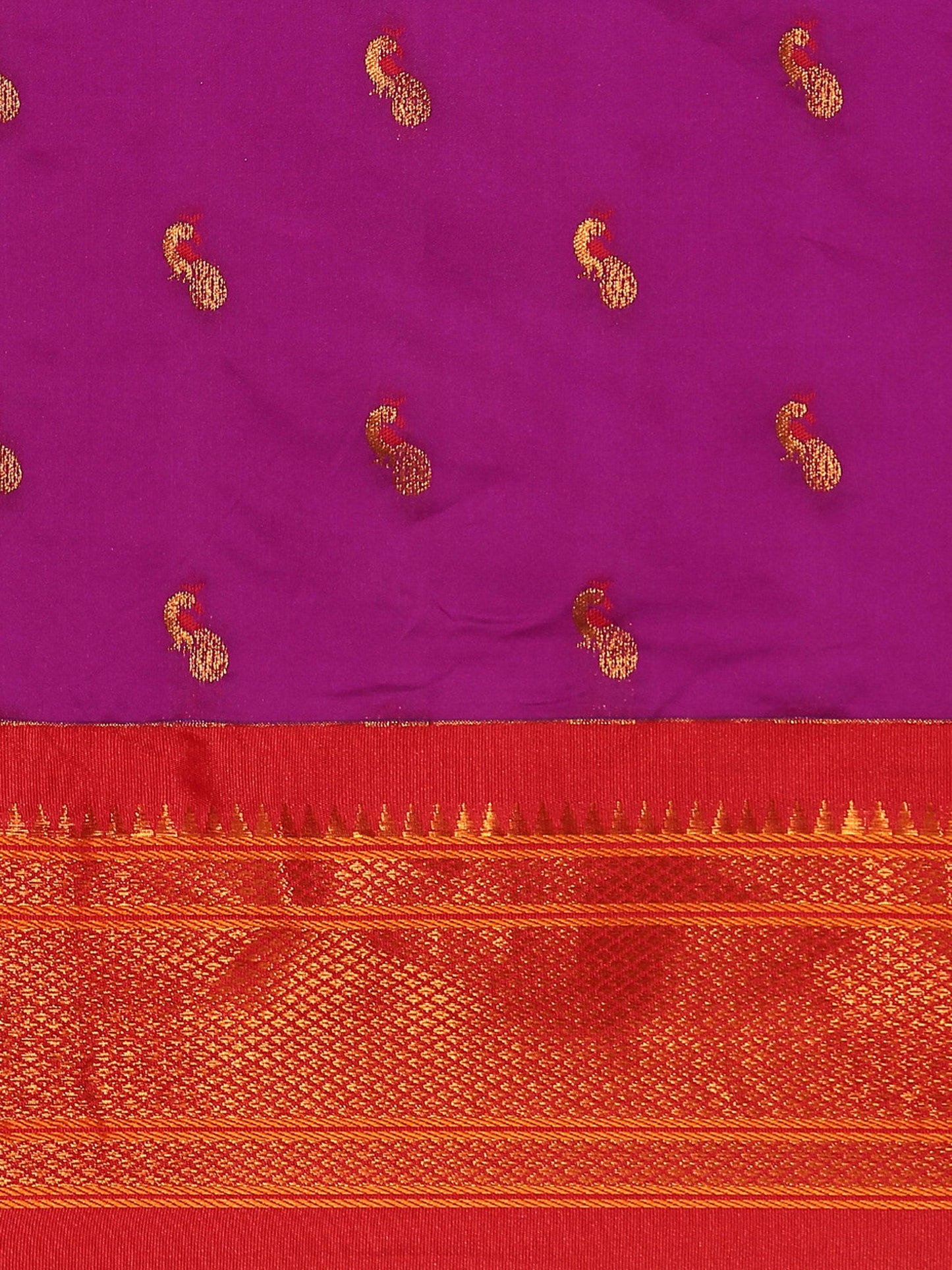 Myra Purple & Red Soft Silk Fancy Pallu Kadiyal Paithani Saree