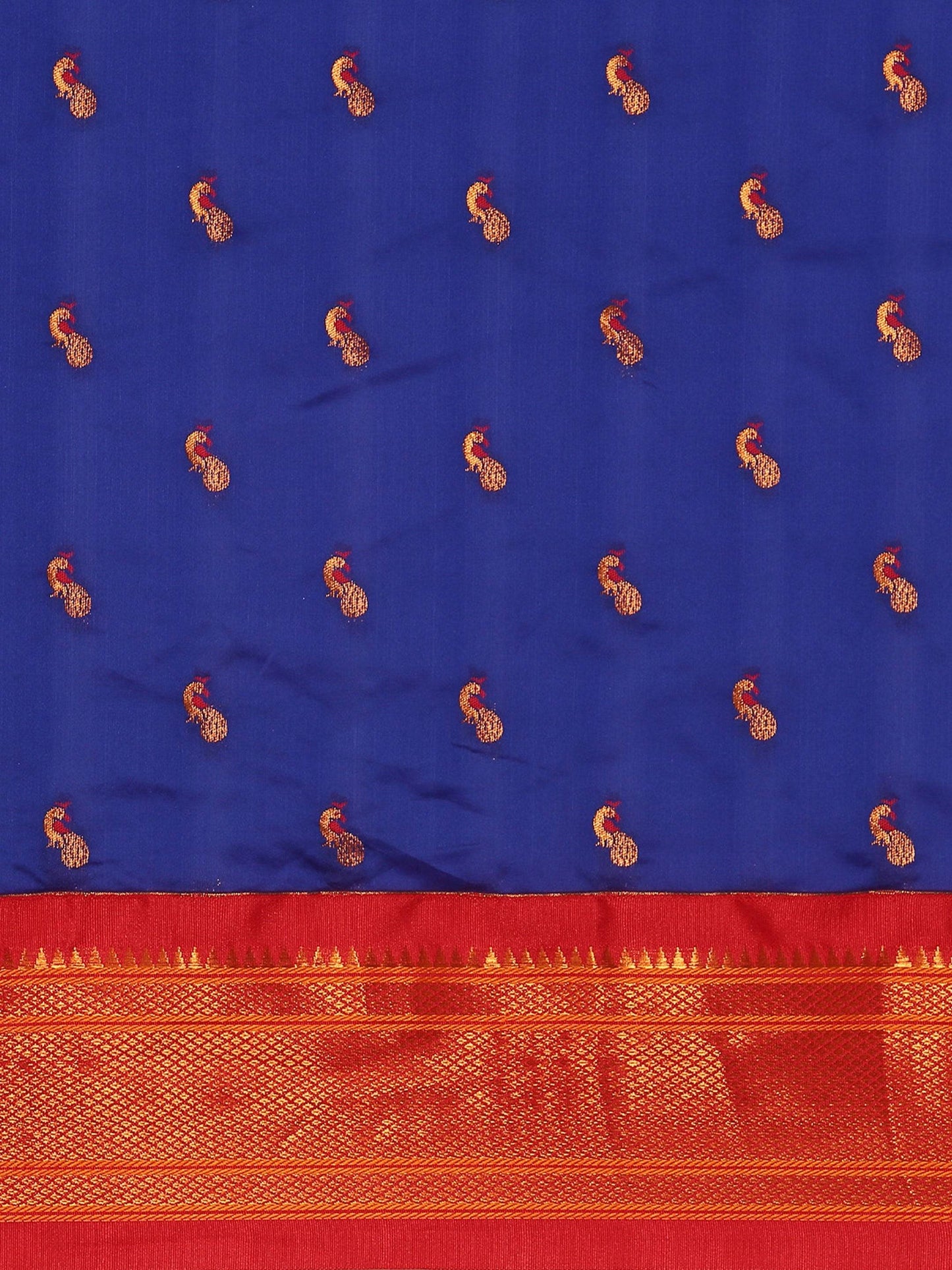 Myra Royal Blue & Red Soft Silk Kadiyal Maharani Paithani Saree