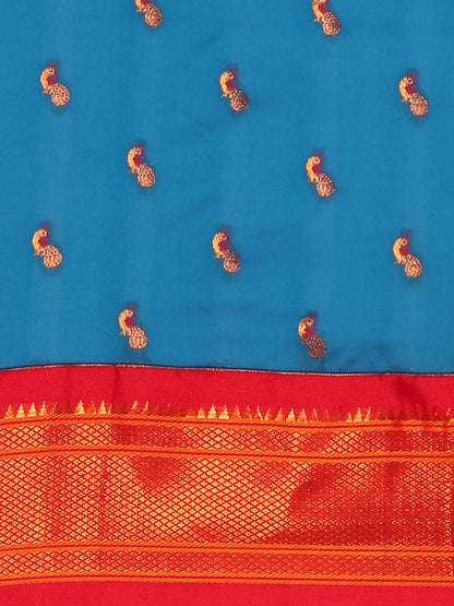 Myra Firozi & Red Soft Silk Fancy Pallu Kadiyal Paithani Saree