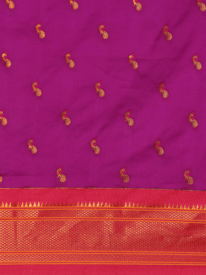 Myra Purple & Pink Soft Silk Fancy Pallu Kadiyal Paithani Saree