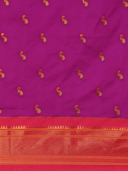 Myra Purple & Pink Soft Silk Kadiyal Maharani Paithani Saree