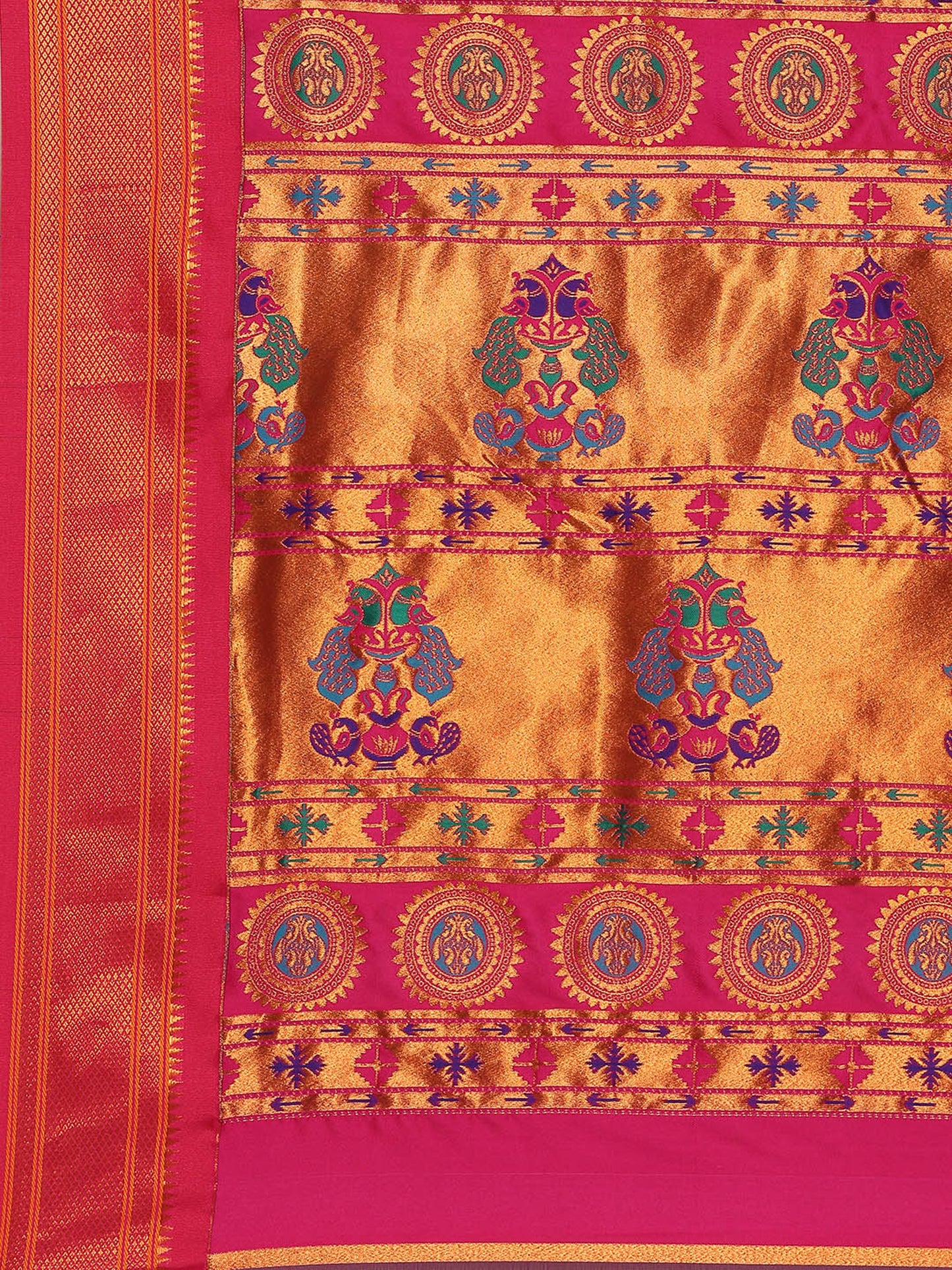 Myra Purple & Pink Soft Silk Fancy Pallu Kadiyal Paithani Saree