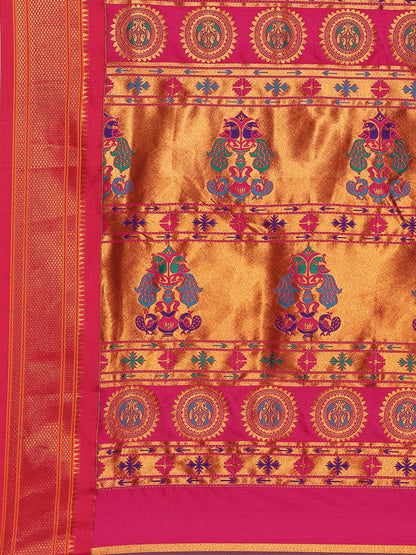 Myra Purple & Pink Soft Silk Fancy Pallu Kadiyal Paithani Saree