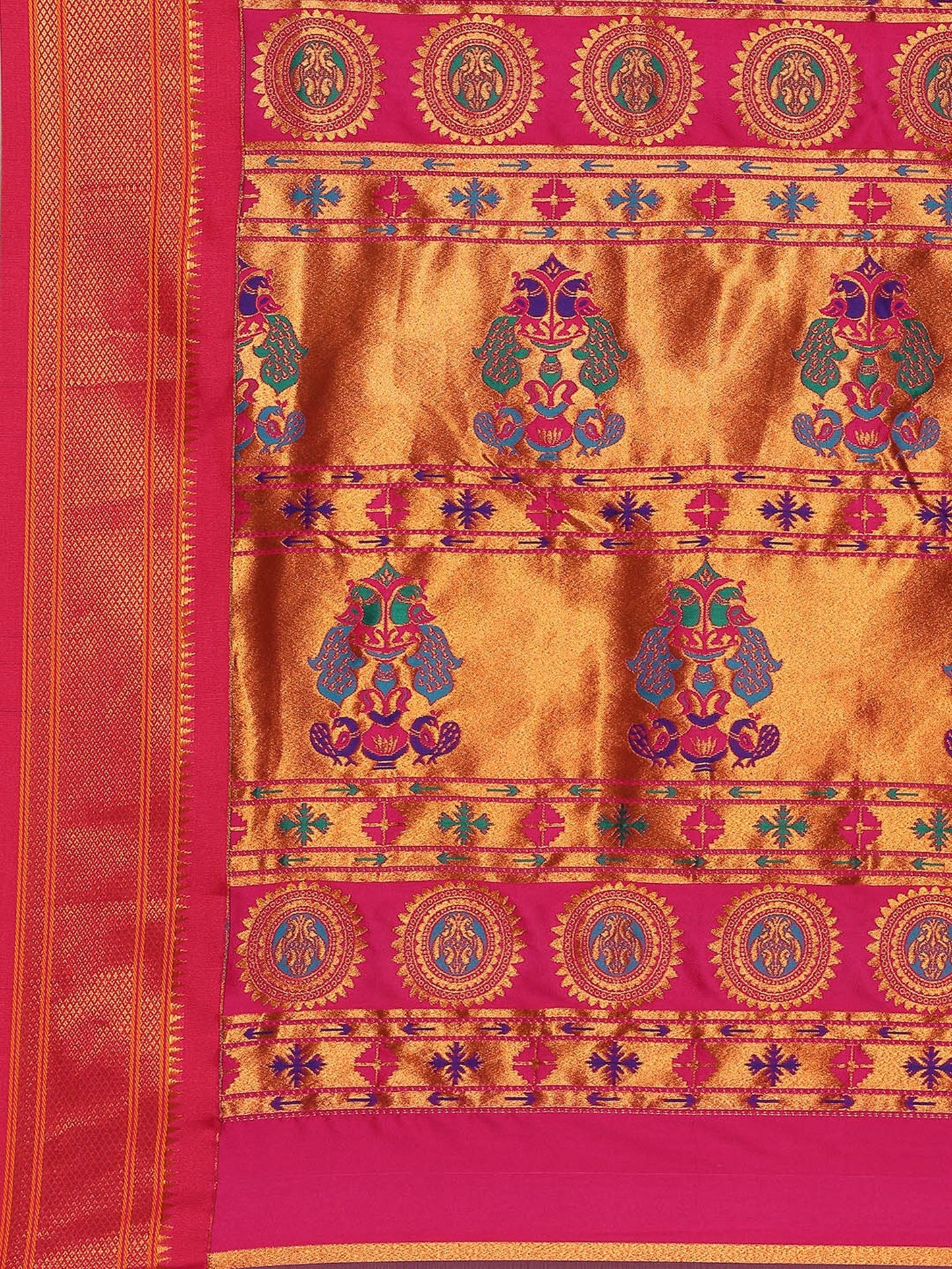 Myra Purple & Pink Soft Silk Kadiyal Maharani Paithani Saree