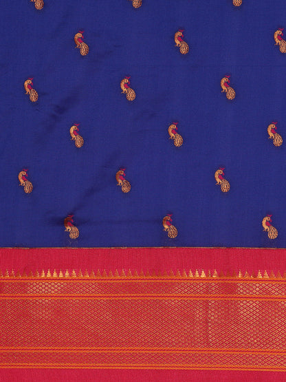 Myra Royal Blue & Pink Soft Silk Fancy Pallu Kadiyal Paithani Saree