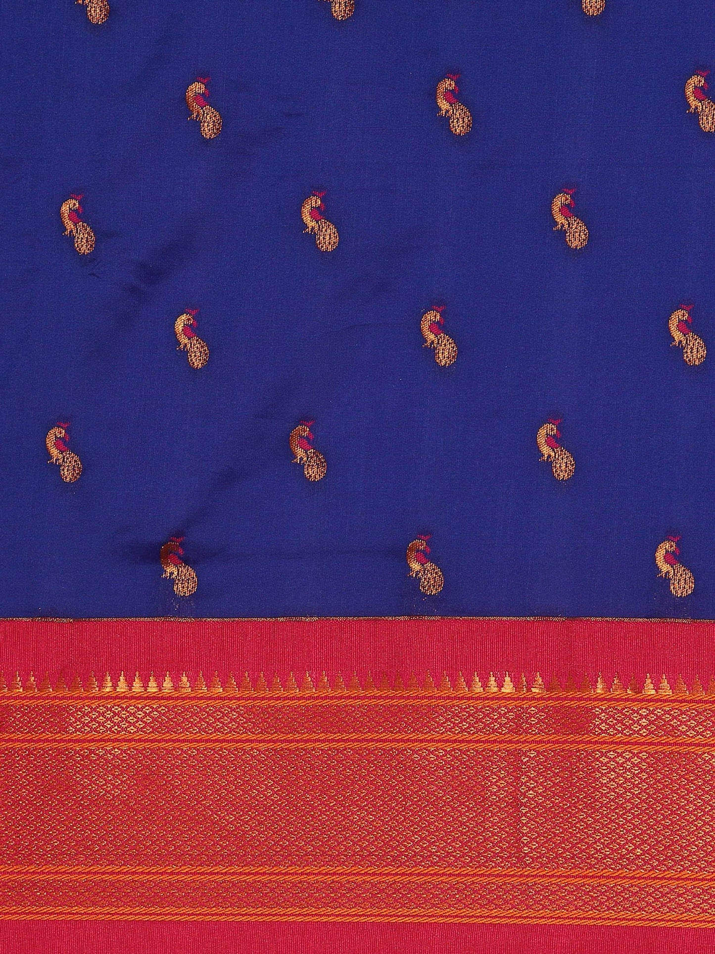 Myra Royal Blue & Pink Soft Silk Kadiyal Maharani Paithani Saree