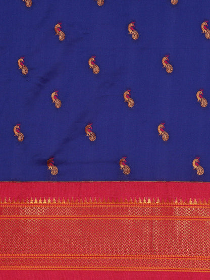 Myra Royal Blue & Pink Soft Silk Kadiyal Maharani Paithani Saree