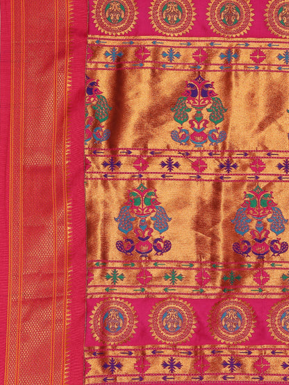 Myra Royal Blue & Pink Soft Silk Fancy Pallu Kadiyal Paithani Saree