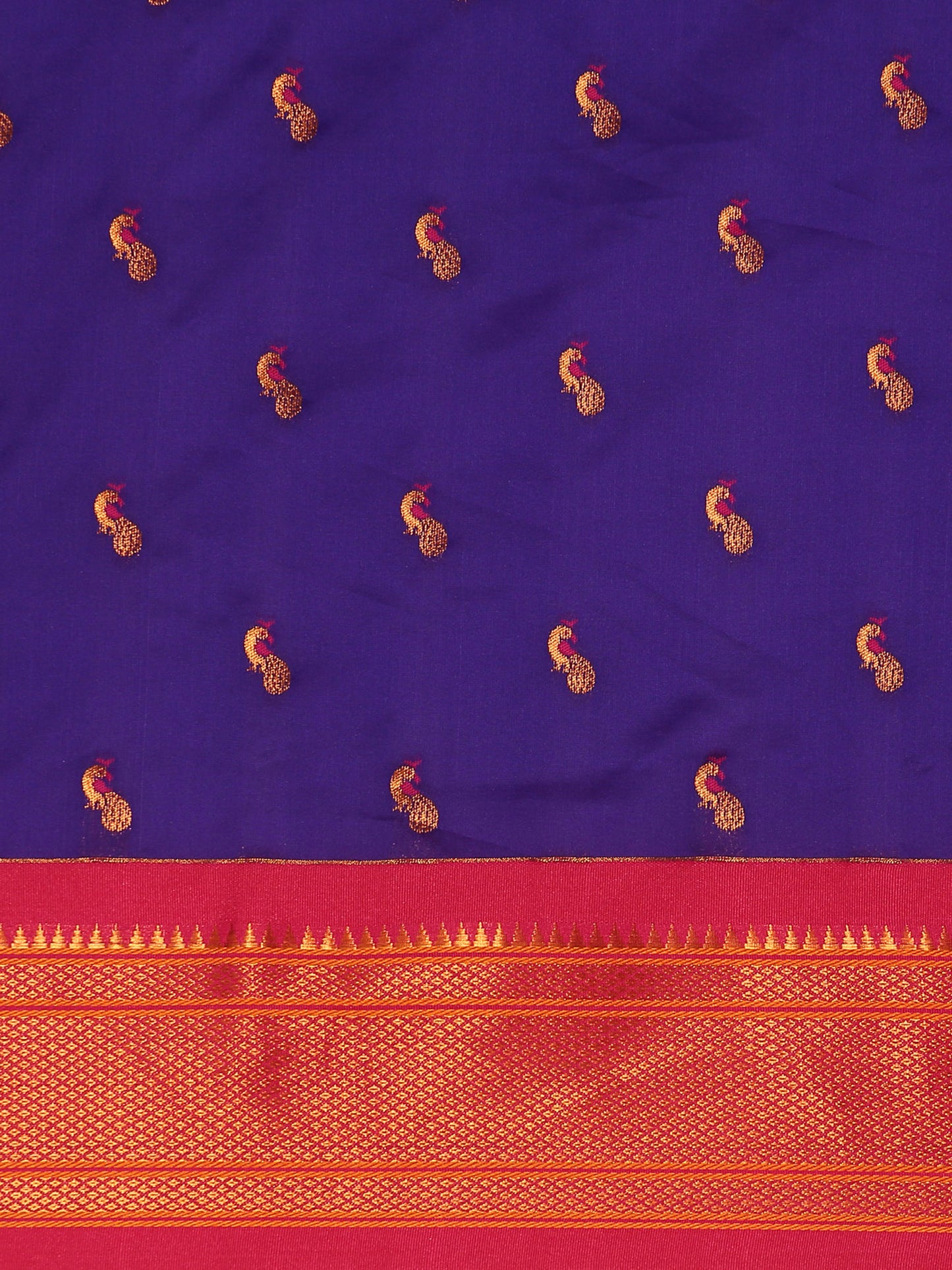 Myra Indigo Blue & Pink Soft Silk Fancy Pallu Kadiyal Paithani Saree