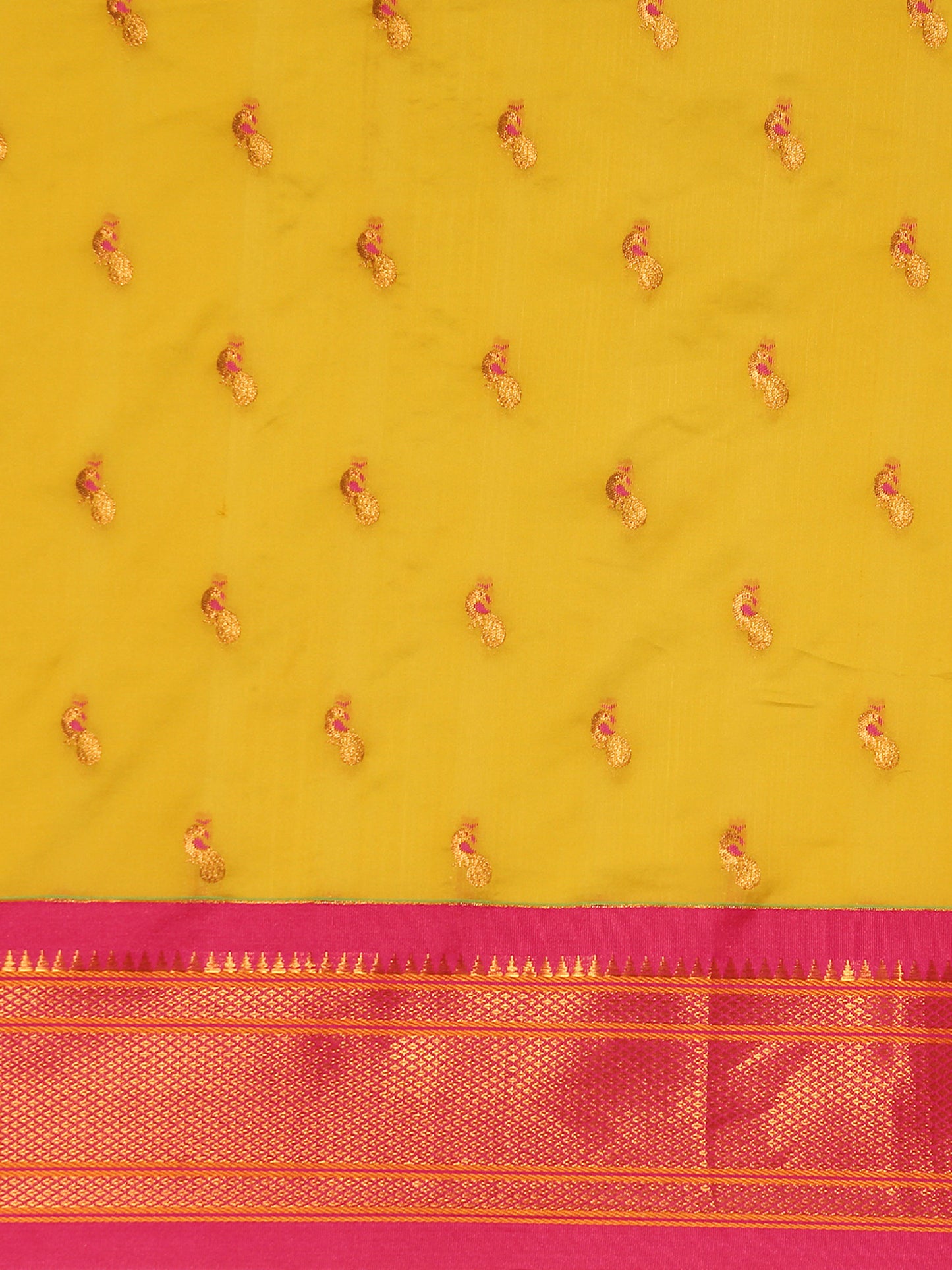 Myra Mustard & Pink Soft Silk Fancy Pallu Kadiyal Paithani Saree