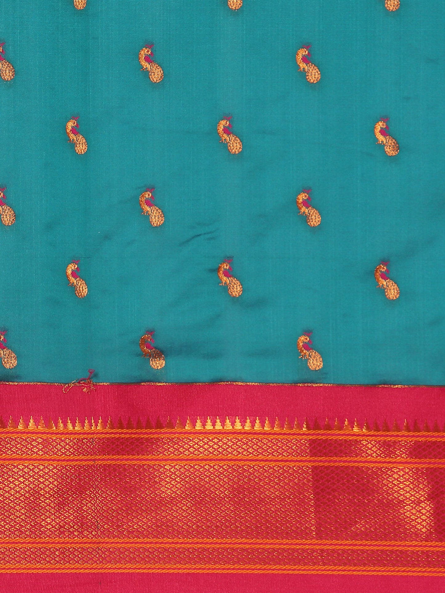 Myra Rama & Pink Soft Silk Fancy Pallu Kadiyal Paithani Saree