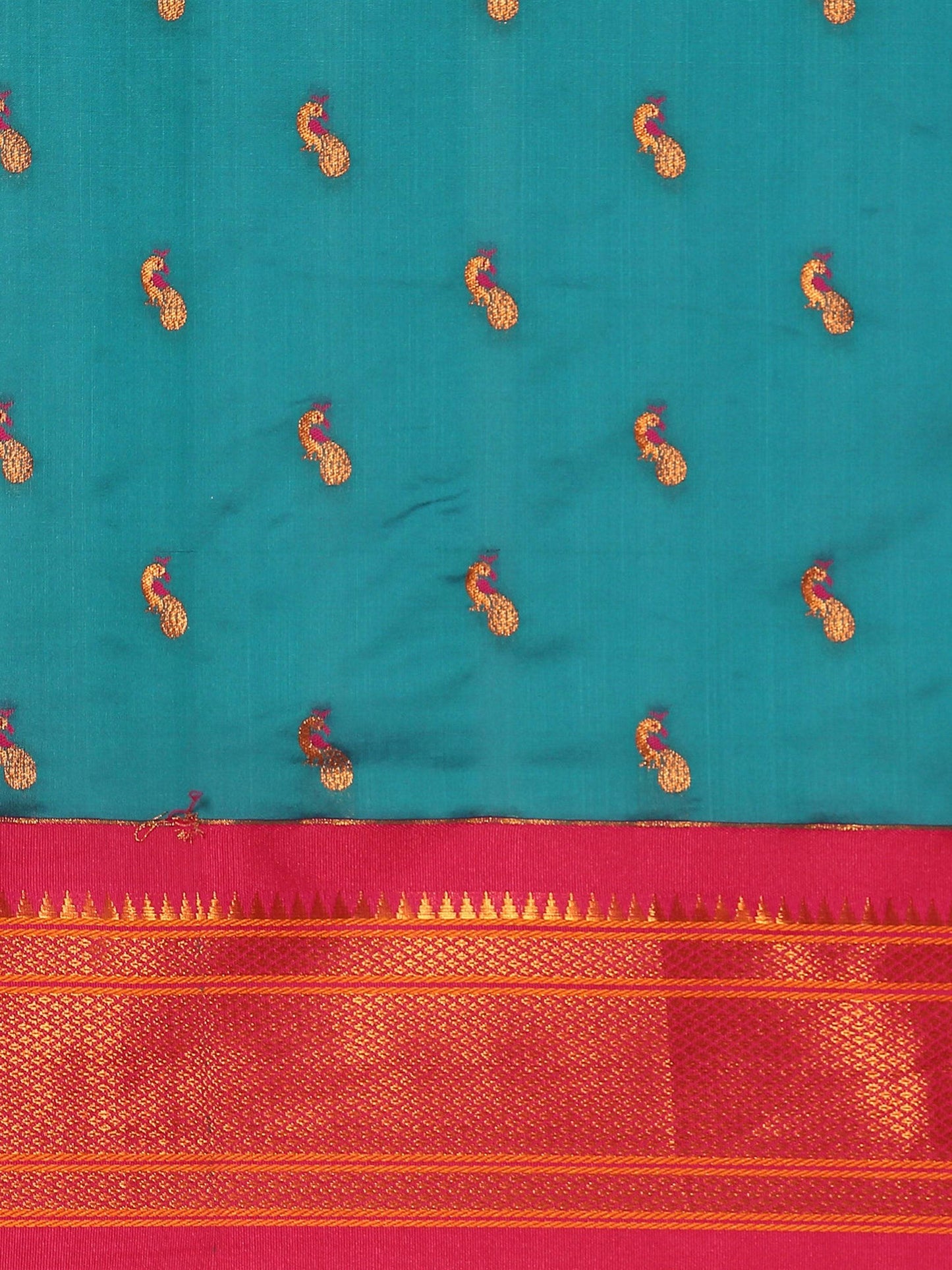 Myra Rama & Pink Soft Silk Kadiyal Maharani Paithani Saree