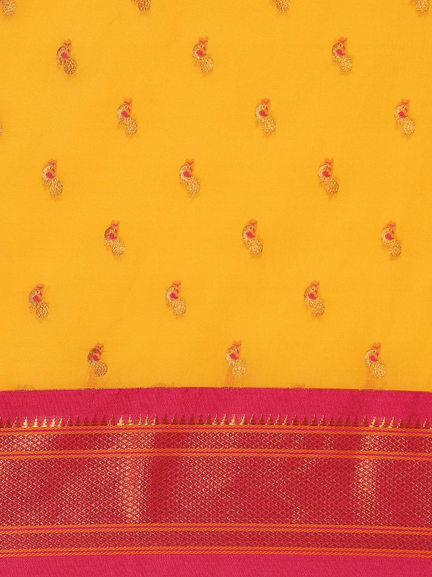 Myra Haldi & Pink Soft Silk Kadiyal Maharani Paithani Saree