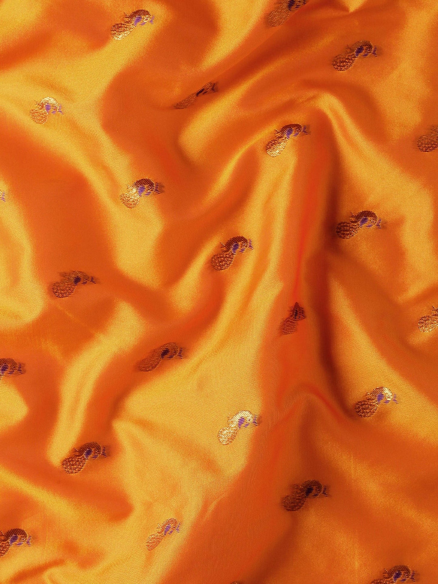 Myra Orange & Violet Soft Silk Kadiyal Maharani Paithani Saree