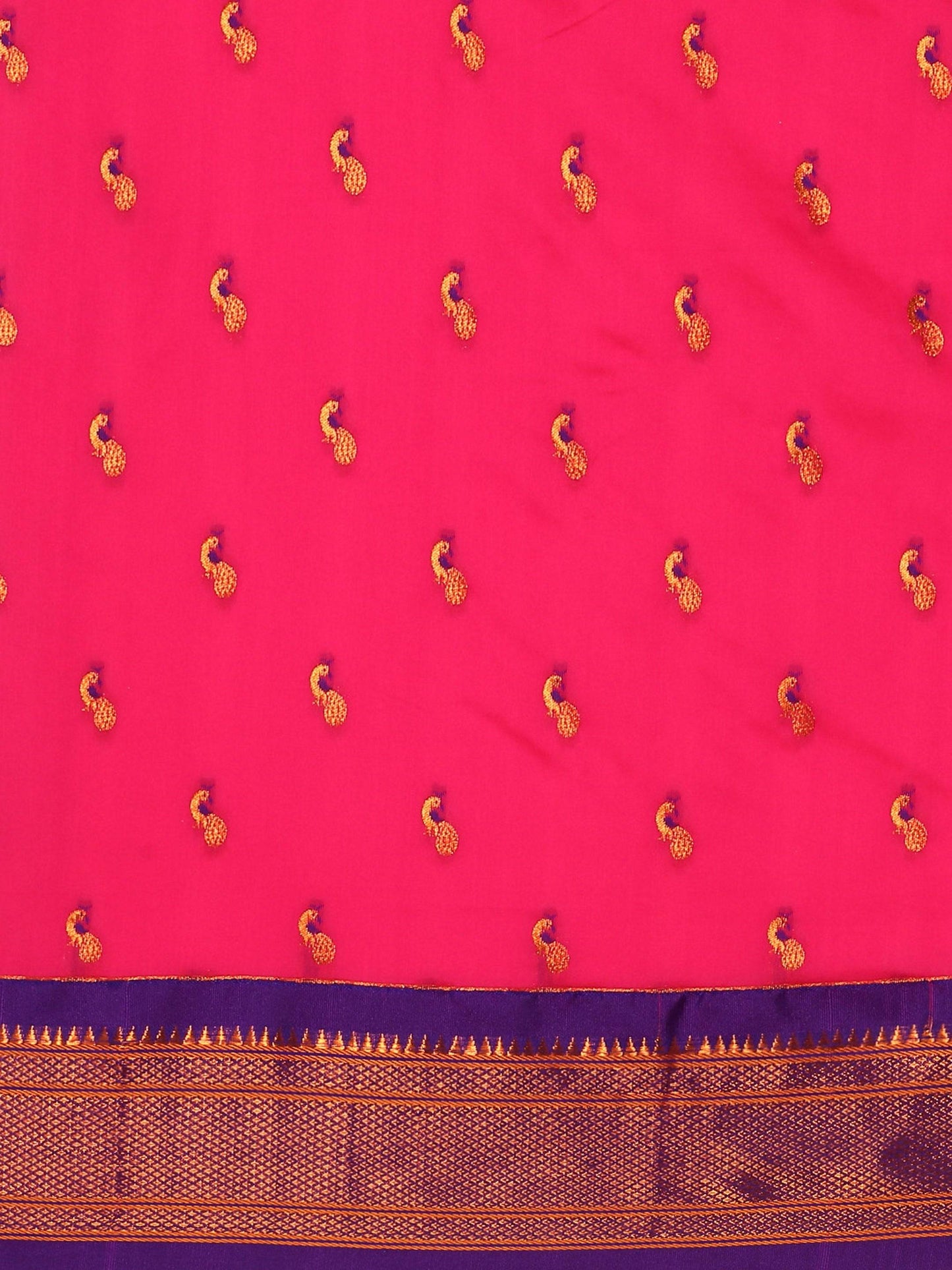 Myra Hot Pink & Violet Soft Silk Kadiyal Maharani Paithani Saree