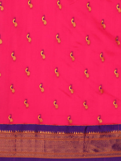 Myra Hot Pink & Violet Soft Silk Kadiyal Maharani Paithani Saree