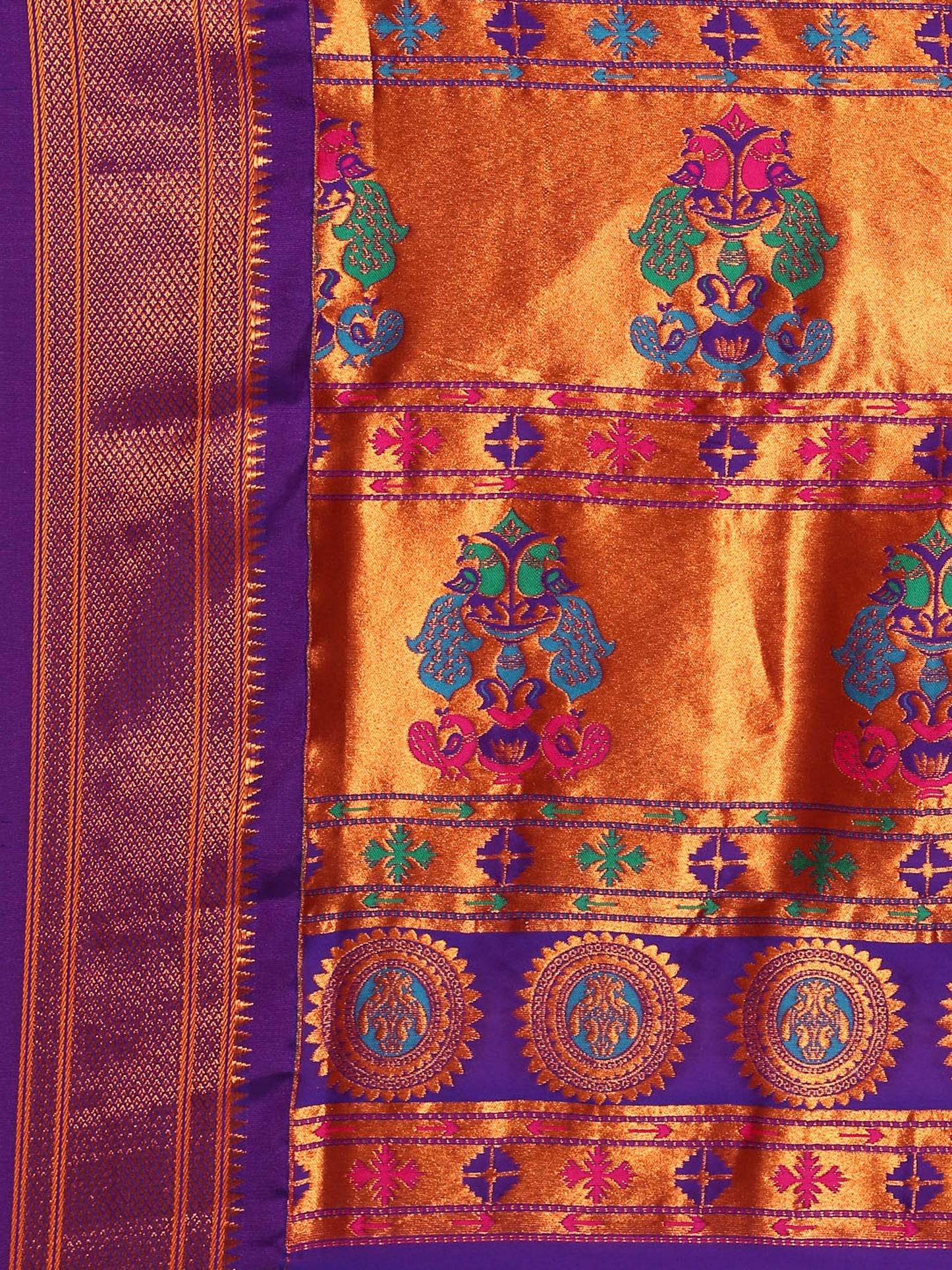 Myra Hot Pink & Violet Soft Silk Fancy Pallu Kadiyal Paithani Saree