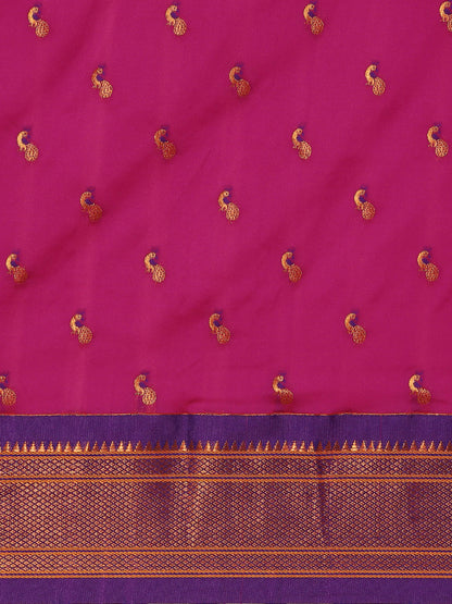 Myra Magenta & Violet Soft Silk Fancy Pallu Kadiyal Paithani Saree