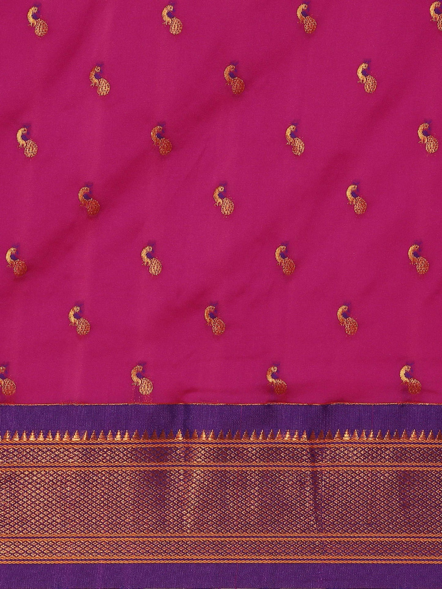 Myra Magenta & Violet Soft Silk Kadiyal Maharani Paithani Saree