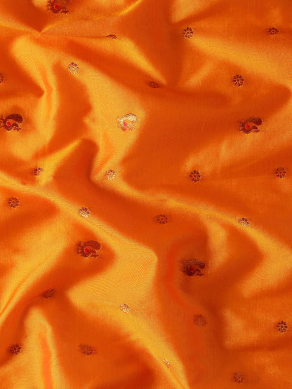 Mukta Orange & Red Soft Silk Kadiyal Maharani Paithani Saree