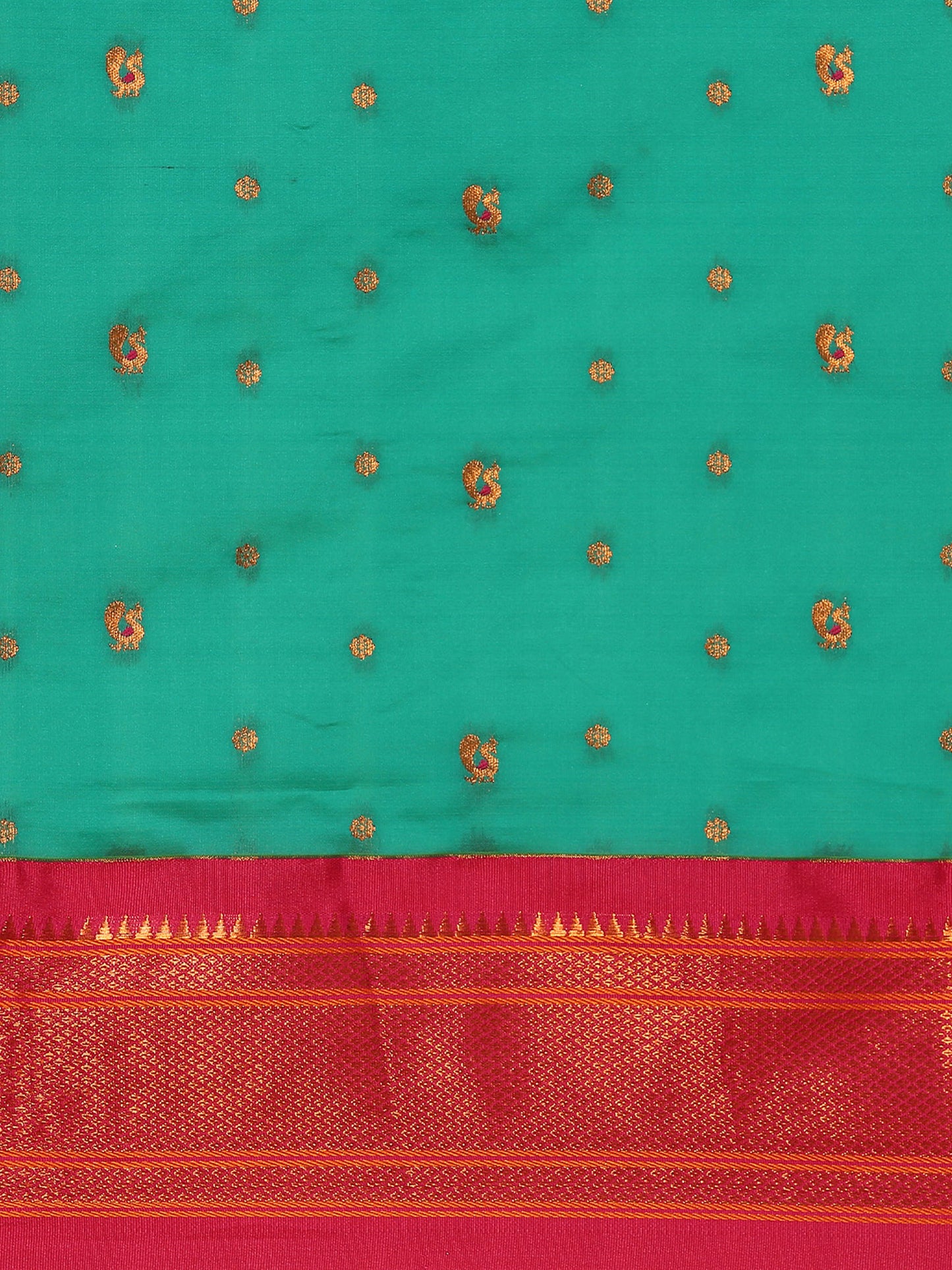 Mukta Sea Green & Pink Soft Silk Kadiyal Maharani Paithani Saree