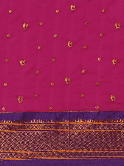 Mukta Magenta & Violet Soft Silk Kadiyal Maharani Paithani Saree