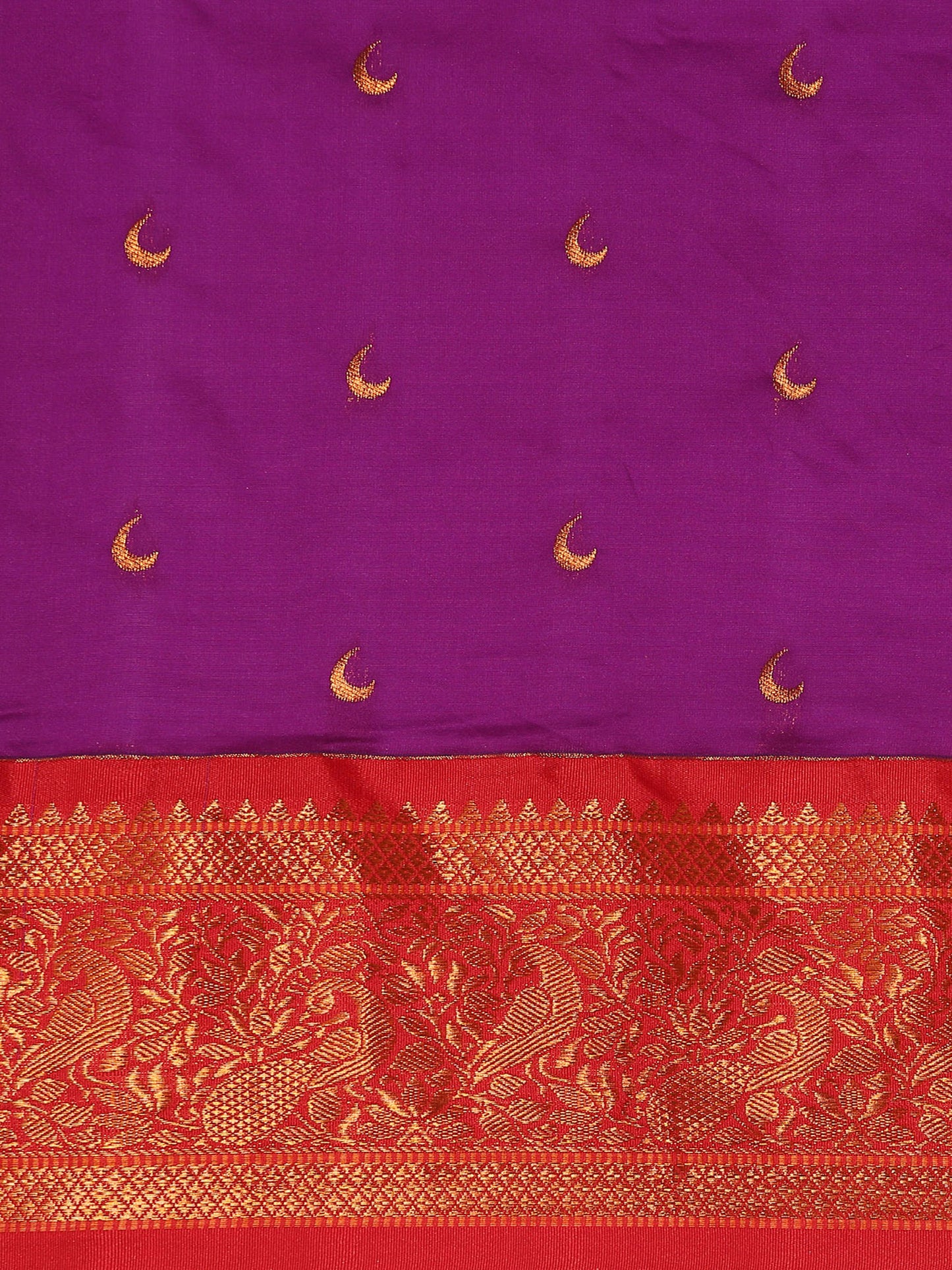 Chandani Purple & Red Soft Silk Chandrakor Paithani Saree