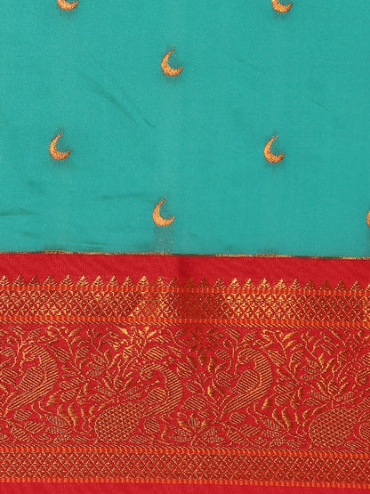 Chandani Chintamani & Red Soft Silk Chandrakor Paithani Saree