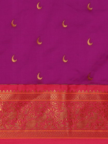 Chandani Purple & Pink Soft Silk Chandrakor Paithani Saree