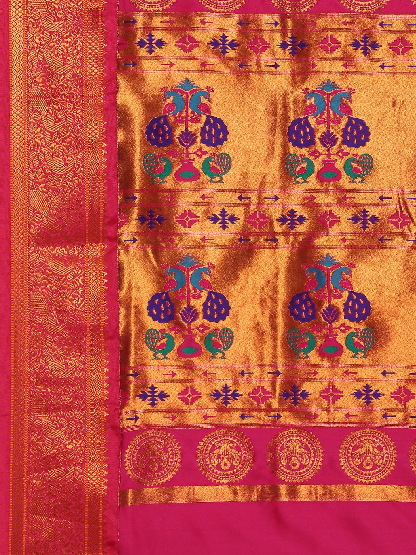 Chandani Purple & Pink Soft Silk Chandrakor Paithani Saree