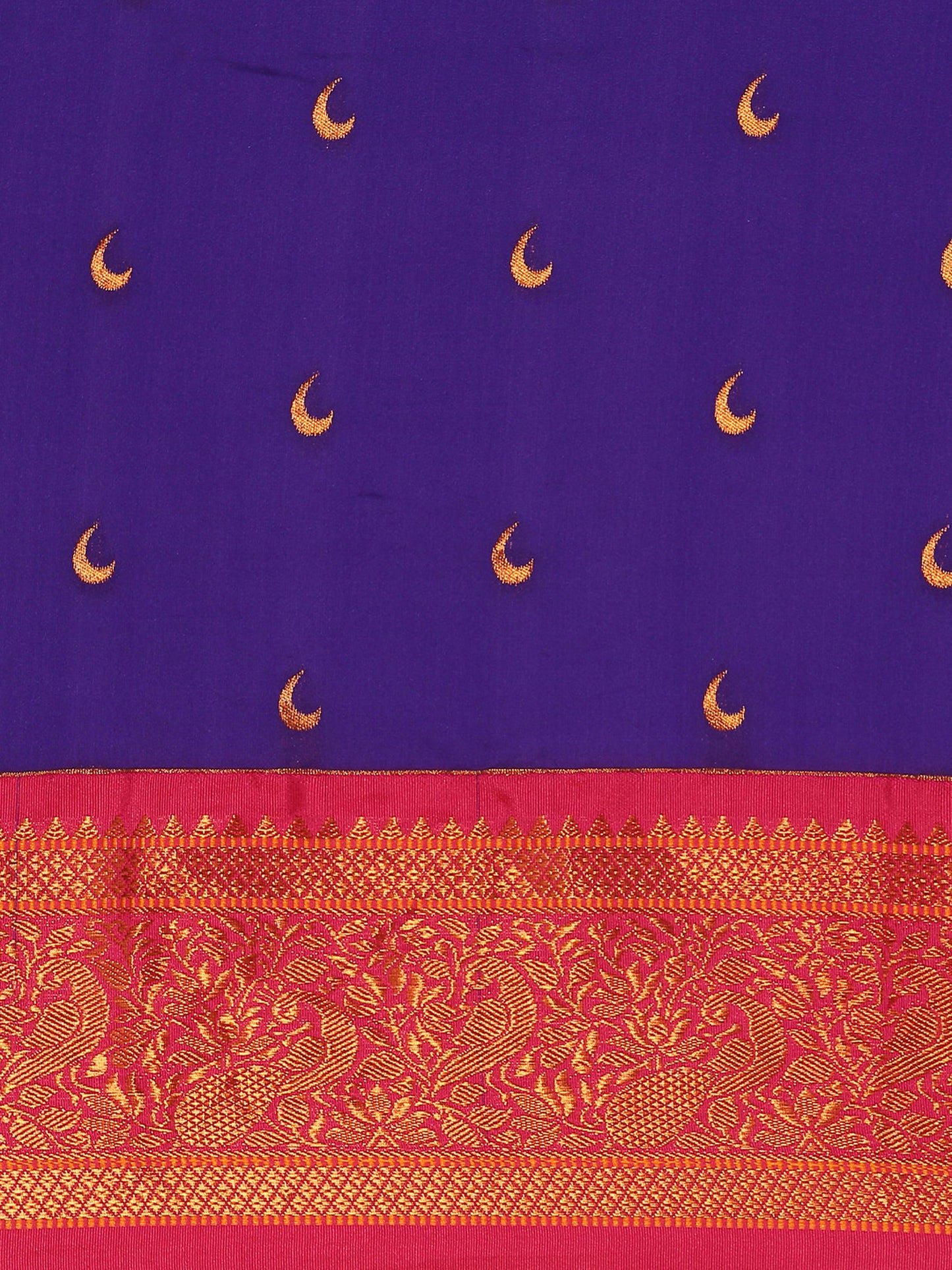 Chandani Indigo Blue & Pink Soft Silk Chandrakor Paithani Saree