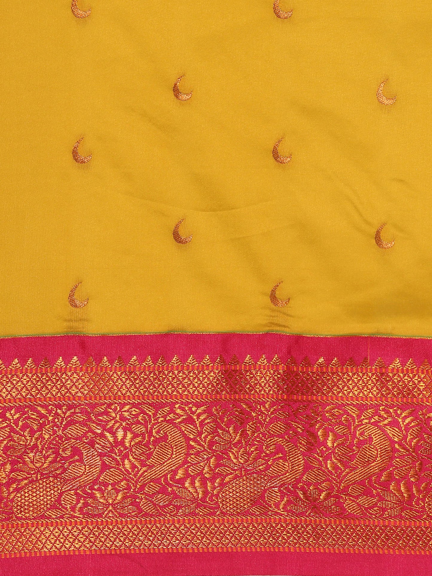 Chandani Mustard & Pink Soft Silk Chandrakor Paithani Saree