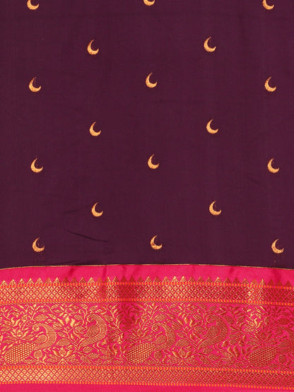 Chandani Maroon & Pink Soft Silk Chandrakor Paithani Saree