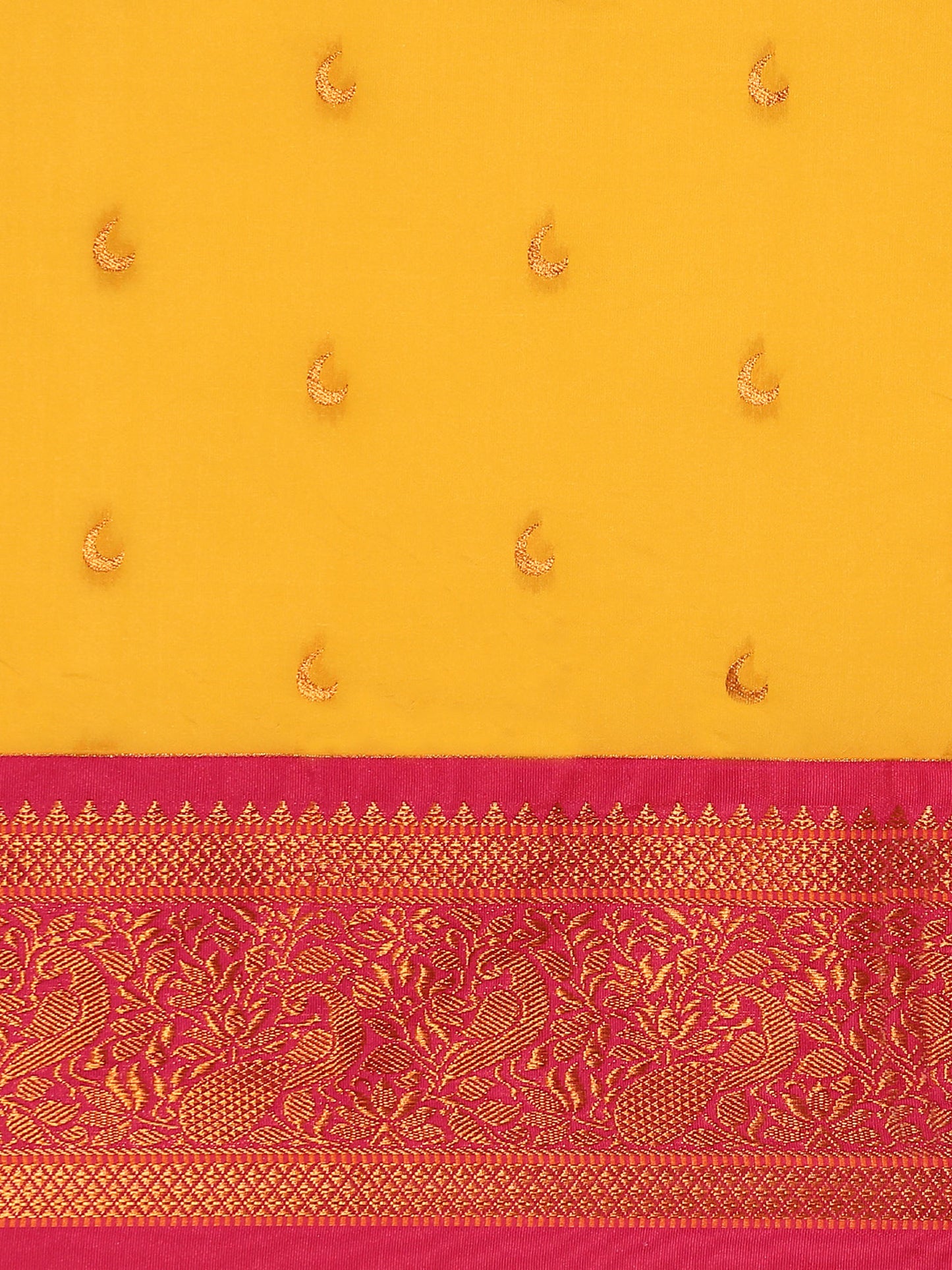 Chandani Haldi & Pink Soft Silk Chandrakor Paithani Saree