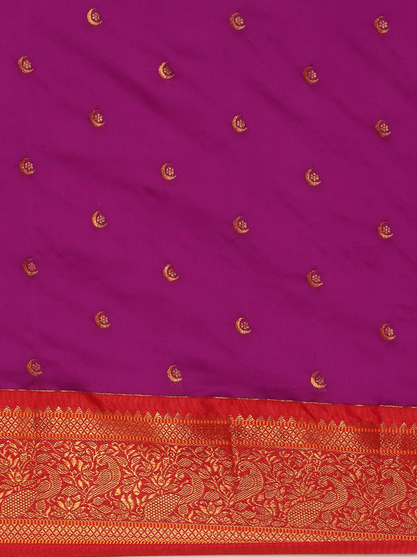 Chandrtara Purple & Red Soft Silk Chandrakor Paithani Saree