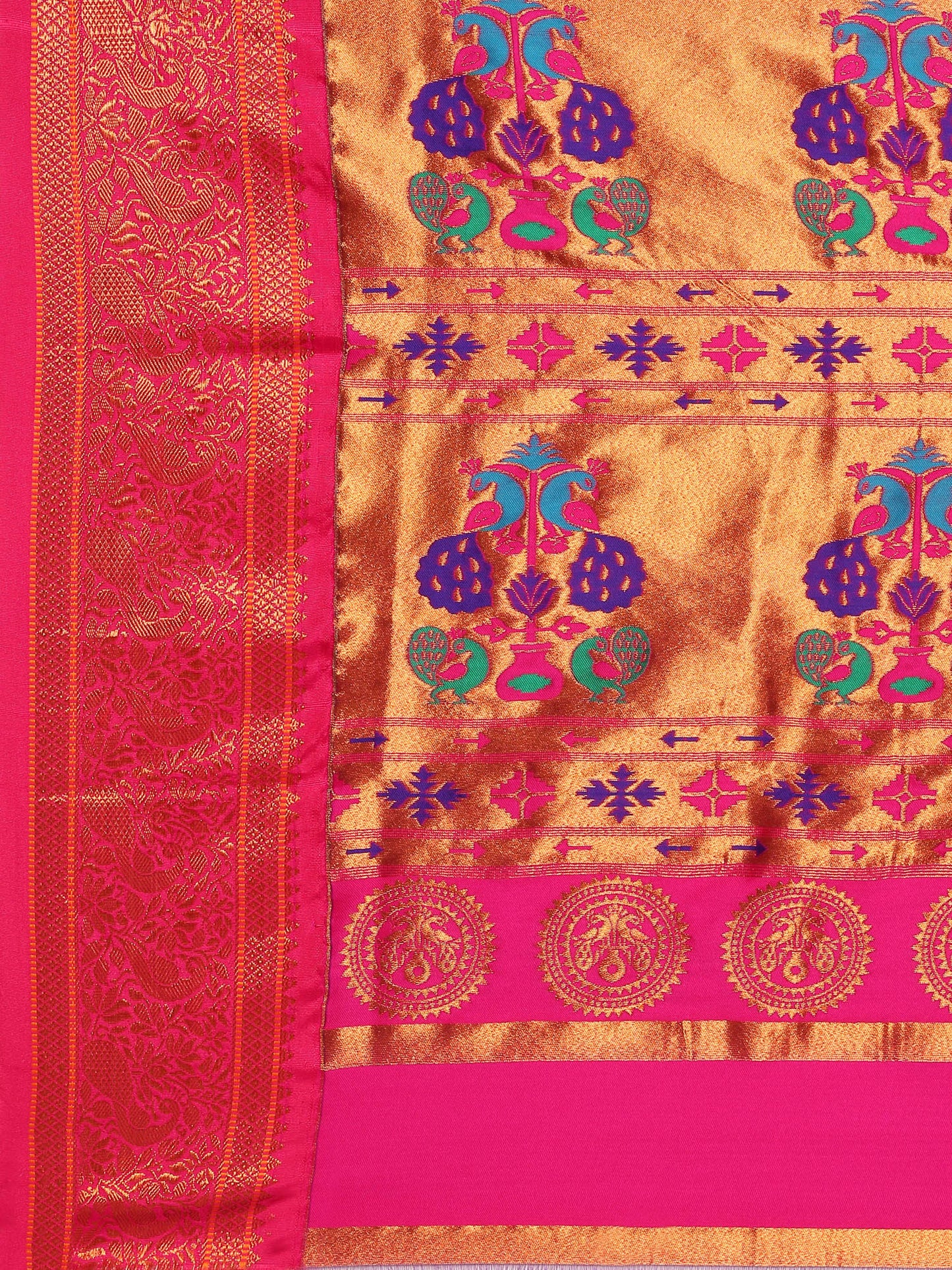 Chandrtara Purple & Pink Soft Silk Chandrakor Paithani Saree