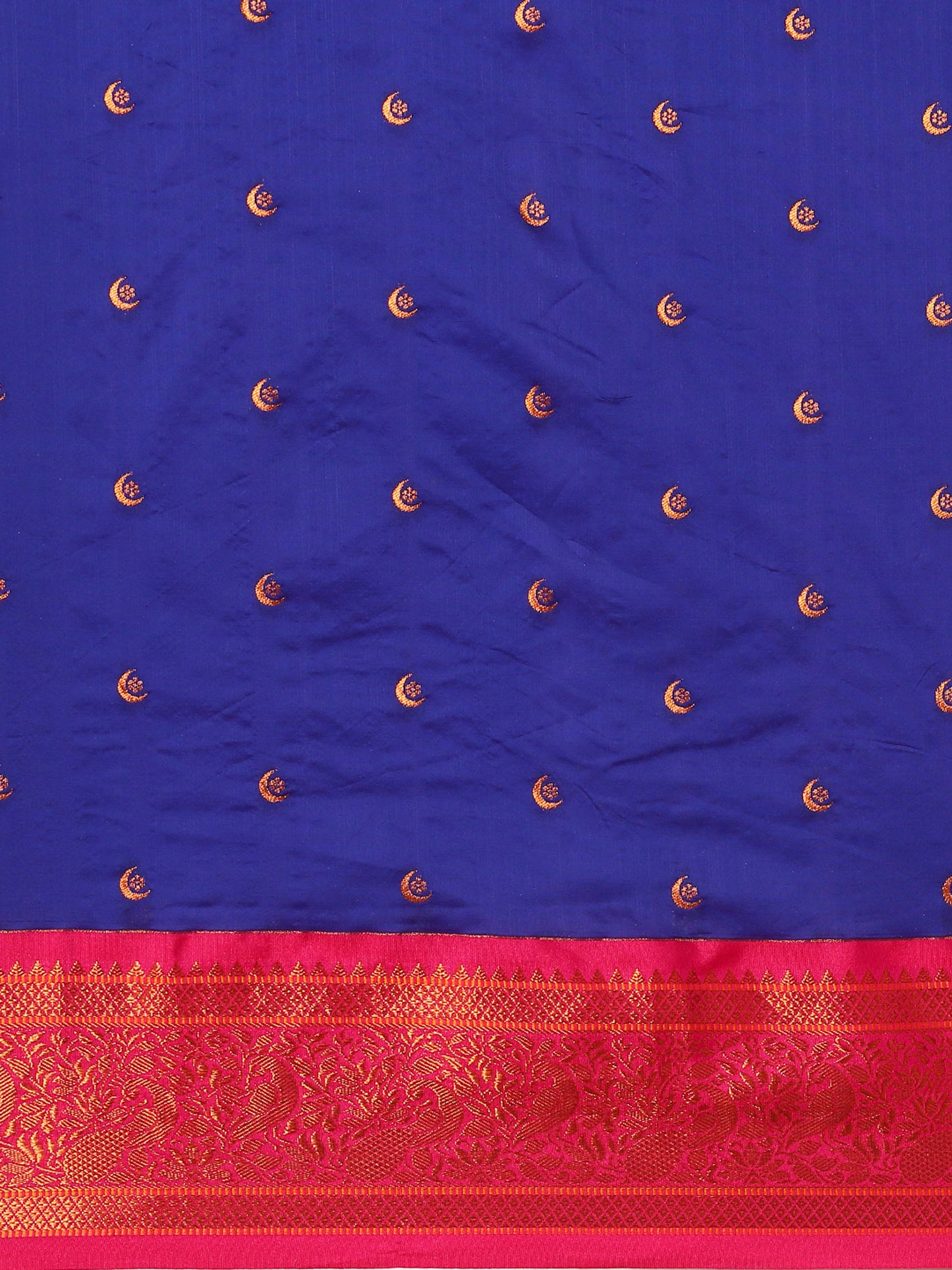 Chandrtara Royal Blue & Pink Soft Silk Chandrakor Paithani Saree