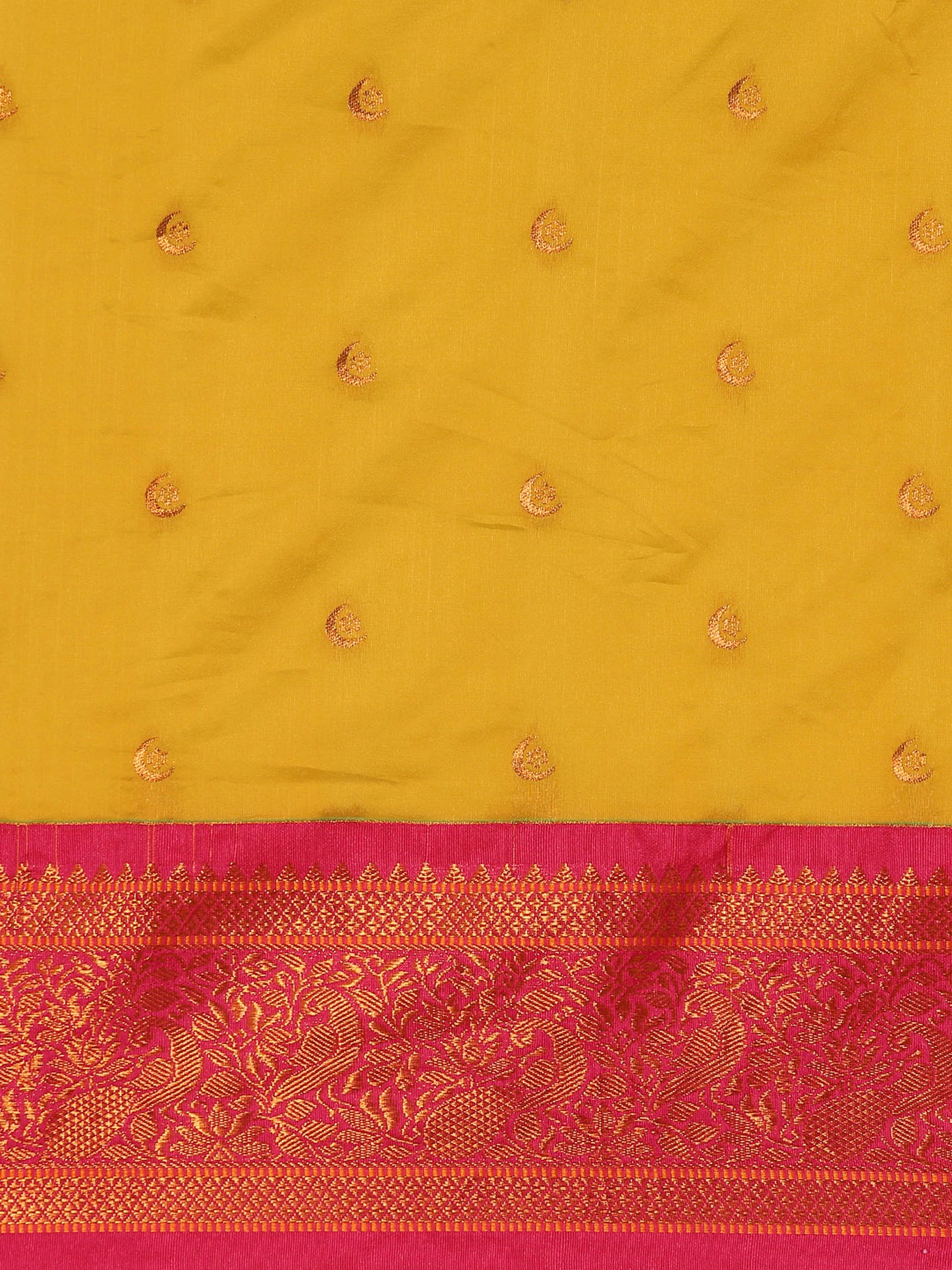 Chandrtara Mustard & Pink Soft Silk Chandrakor Paithani Saree