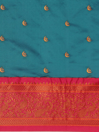 Chandrtara Rama & Pink Soft Silk Chandrakor Paithani Saree