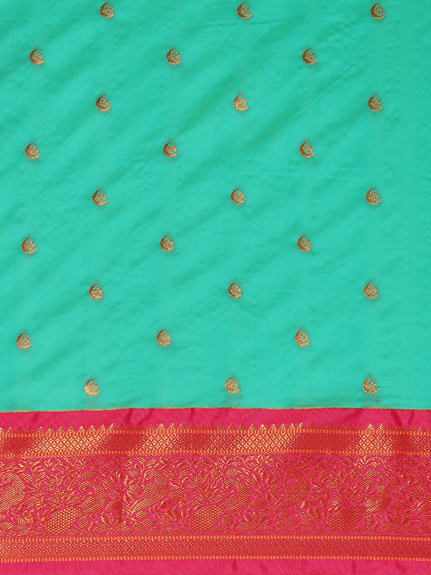 Chandrtara Sea Green & Pink Soft Silk Chandrakor Paithani Saree