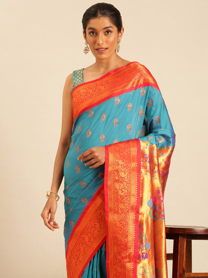Mhalasa Rama & Red Soft Silk Peshwai Nath Paithani Saree