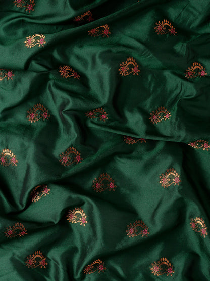 Mhalasa Bottle Green & Pink Soft Silk Peshwai Nath Paithani Saree