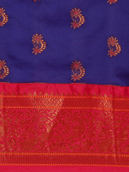 Mhalasa Royal Blue & Pink Soft Silk Peshwai Nath Paithani Saree
