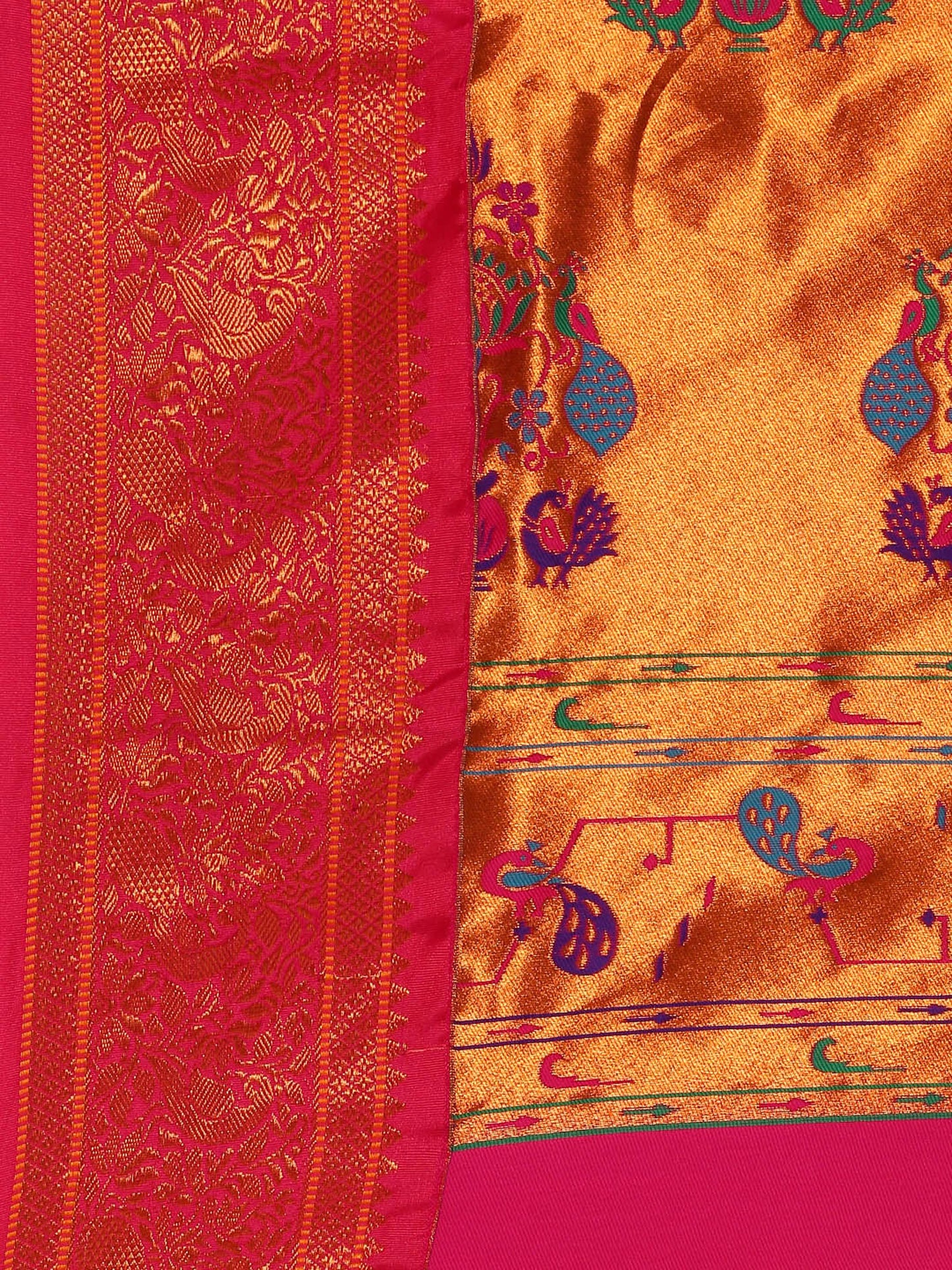Mhalasa Royal Blue & Pink Soft Silk Peshwai Nath Paithani Saree